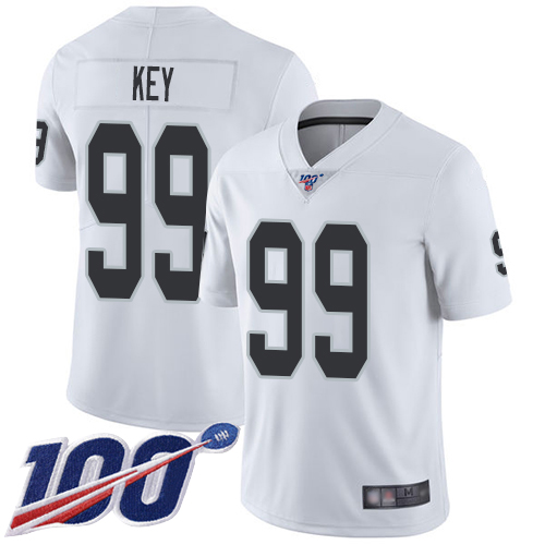 Men Oakland Raiders Limited White Arden Key Road Jersey NFL Football #99 100th Season Vapor Untouchable Jersey->nfl t-shirts->Sports Accessory